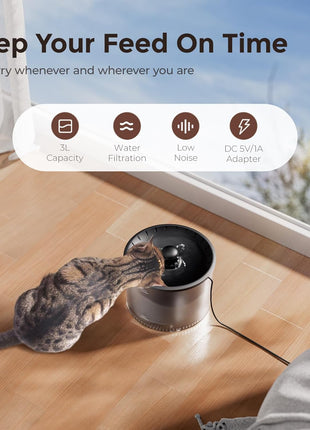 IMIPAW Automatic Cat Feeder with Camera and Water Fountain, HD AI Pet Recognition, APP Remote Control, Timed Food Dispenser, Two-Way Audio, Night Vision Function, 3L Fountains for Drinking with Filter