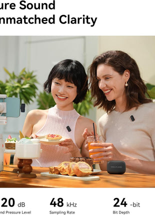 Hollyland Lark A1 Wireless Microphone for iPhone & Android, 48kHz/24-bit Studio Audio, 3-Level Noise Cancellation, 200m Range, Magnetic Mini Mic for Video Recording & Live Streaming (2TX + USB-C RX)