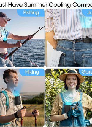 2025 AI Portable Fan Rechargeable, 4 Speeds 6600RPM Strong Airflow, Personal Waist Fan with up to 25H of Working Time, Hands Free Hanging Neck Fan, Wearable Belt Fan for Camping, Outdoor, Jobsite