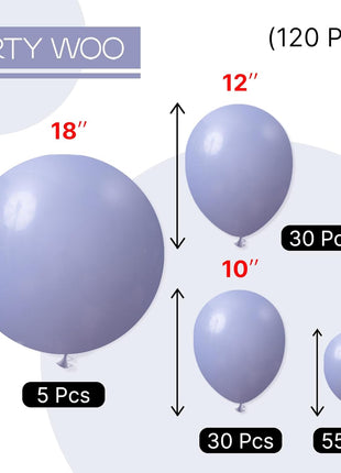 PartyWoo Dusty Blue Balloons, 120 pcs Boho Blue Balloons Different Sizes Pack of 18 Inch 12 Inch 10 Inch 5 Inch Slate for Balloon Garland or Balloon Arch as Party Decorations, Blue F16