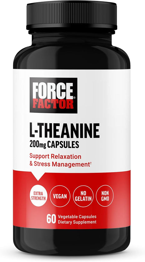 Force Factor L-Theanine 200mg and Caffeine 200mg Supplement Bundle for Stress Relief, Energy, Focus, and Performance, 60 Capsules and 100 Tablets