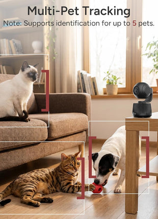 PawTrack 4K Pet Camera with Auto Tracking, 360° Pan/270° Tilt, Behavior Alerts & Smart Pet Vlog & Two-Way Audio, Privacy Mode, Multi-Pet ID, 1080p Daily Recording Smart Pet Monitor