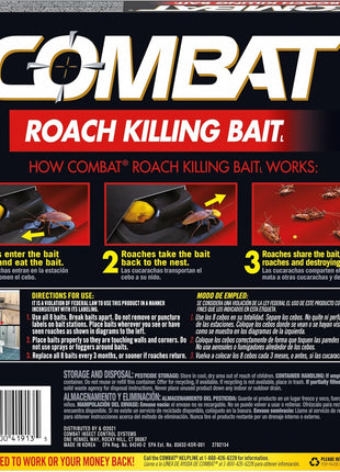 Combat Roach Killing Bait, Roach Bait Station For Large Roaches, Kills The Nest, Child-Resistant, 8 Count,Insects