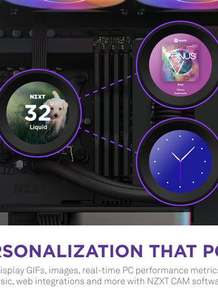 NZXT Kraken Elite 280 - RL-KN28E-B1-280mm AIO CPU Liquid Cooler - Customizable 2.36" LCD Display for Images, Performance Metrics and More - High-Performance Pump - 2 x F140P Fans - Black