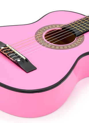 MasterPlay Kids Guitar, 30" Beginner Classical Wood Guitar For Learners, With starter kit, Bag, Strap, Tuner, Pick, Extra String, Cleaning cloth, Christmas, Birthday Gift for Girls Ages 5-12, Pink