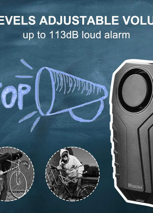 Wsdcam 113dB Bike Alarm Wireless Vibration Motion Sensor Waterproof Motorcycle Alarm with Remote