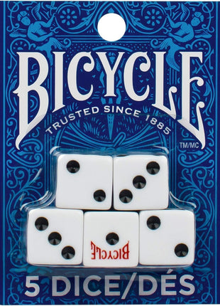 Bicycle 5 Dice Set Six Sided D6 Standard Game White Black 16 mm | lawn-game-equipment