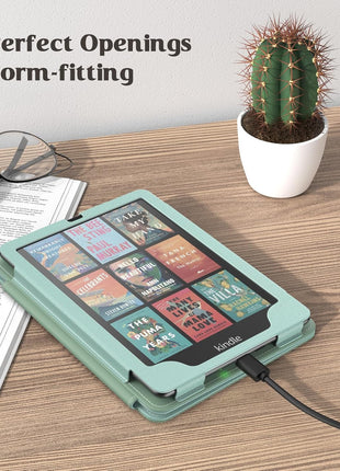 MoKo Case for 7 inch/6.8 inch Kindle Paperwhite(12th/11th Generation-2024/2021) and Kindle Paperwhite Signature Edition, Slim PU Shell Cover Case with Auto-Wake/Sleep for Kindle Paperwhite 2024, Agave Green
