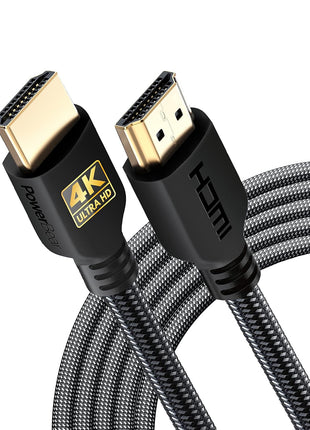 PowerBear 4K HDMI Cable 10 ft | High Speed Hdmi Cables, Braided Nylon & Gold Connectors, 4K @ 60Hz, Ultra HD, 2K, 1080P, ARC & CL3 Rated | for Laptop, Monitor, PS5, PS4, Xbox One, Fire TV, & More