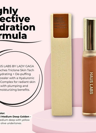 Haus Labs Triclone Skin Tech Hydrating Concealer 43 Medium Deep Golden Yellow Olive Undertones – Brightening, Crease-Resistant, Arnica-Infused