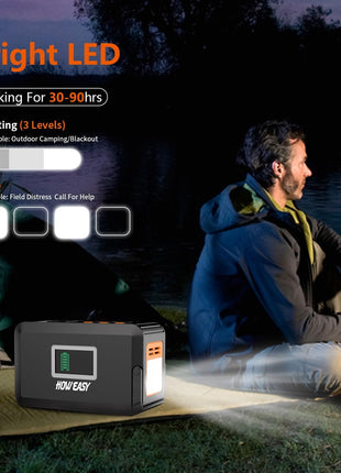 HOWEASY Portable Power Station,120W(240W Peak) Solar Generator,88Wh Lithium Battery Power with 110V AC Outlet/DC/USB/LED Light for Outdoor Camping Trip Hunting Emergency(Solar Panel Optional)