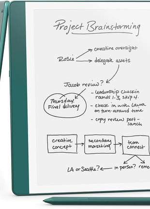 Amazon Kindle Scribe (64GB) - Your notes, documents and books, all in one place. With built-in AI notebook summarization. Includes Premium Pen - Metallic Jade