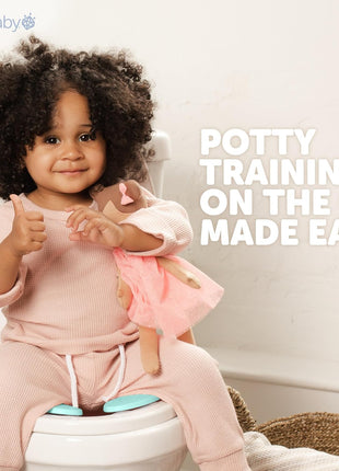 Jool Baby Folding Travel Potty Training Seat for Toddlers, Fits Round & Oval Toilets, Non-Slip Suction Cups, Includes Free Travel Bag (Aqua)