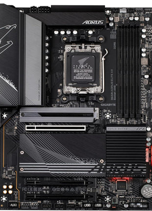 GIGABYTE B650 AORUS Elite AX AMD AM5 ATX Motherboard, Support Ryzen 9000/8000/7000 Series, DDR5, 14+2+1 Power Phase, PCIe 5.0 M.2, USB-C 3.2 Gen 2, WIFI6E, 2.5GbE, EZ-Latch, Q-Flash, RGB Fusion
