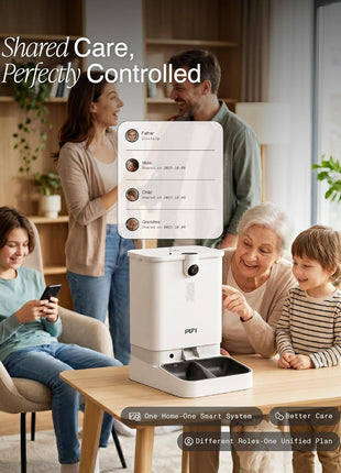 Automatic Cat Feeder with Camera for Multiple Cats & Dogs, 6L Dual Hopper | AI Recognition for Up to 3 Pets, 5/2.4 GHz WiFi App Control, 1080p Dual Cameras, Night Vision, Two-Way Audio