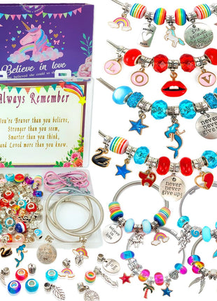 Charm Bracelet/Jewelry Making Kits for Kids Girls,Unicorn Birthday Gifts,Arts Crafts Toys for 5 6 7 8 9 12 Years Old Girls