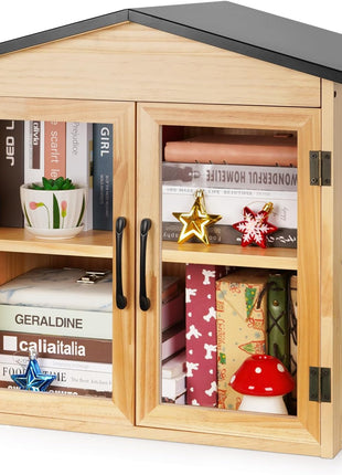 Exttlliy Outdoor Library Outdoor Book Box Storage Small Wooden Cabinet Little Literature Box for Neighborhoods Community and Schools Sharing Books, Flyers, Newspapers, Food and Art (D)