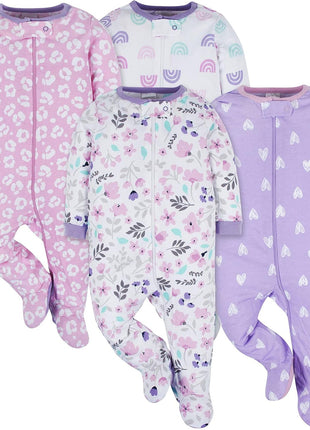 Onesies Brand Baby Girls 4-pack 'N Play Footies Multi And Toddler Sleepers, Rainbows, 0-3 Months US