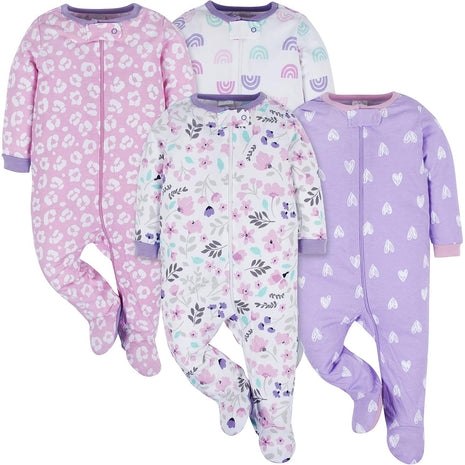 Onesies Brand Baby Girls 4-pack 'N Play Footies Multi And Toddler Sleepers, Rainbows, 0-3 Months US