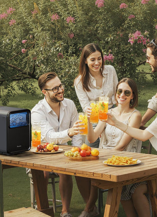 BREEZOME Ice Maker Countertop, Self-Cleaning Ice Machine, 9 Cubes in 6 Mins, 26.5lbs in 24Hrs, Compact Ice Maker with Basket & Scoop, Quiet Operation, 2 Sizes of Bullet Ice for Home Kitchen Camping RV