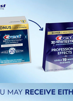 Crest Teeth Whitening Strips, Crest 3D Whitestrips Professional Effects, Enamel Safe Teeth Whitening Kit, 22 Treatments (44 Strips), Professional-Level Whitening, 19 Levels Whiter