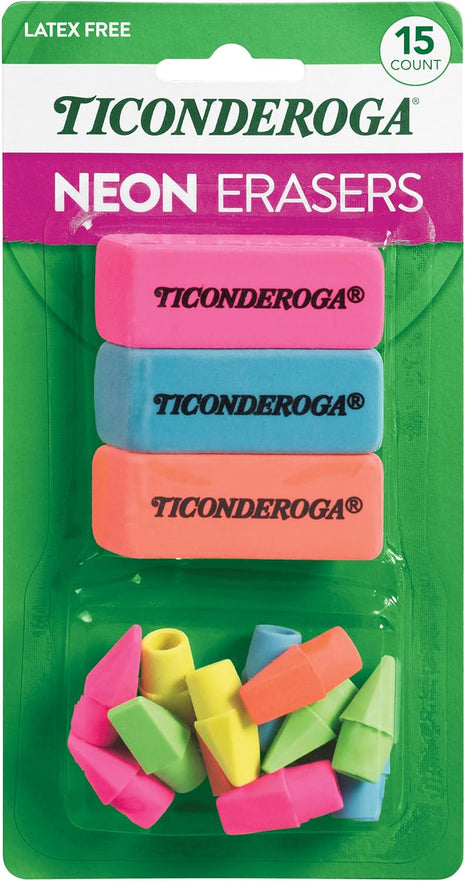 Ticonderoga Dixon Office & School Eraser Combination Set, 15 Eraser Multi-Pack, Multicolored (38931)