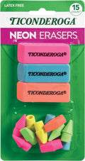 Ticonderoga Dixon Office & School Eraser Combination Set, 15 Eraser Multi-Pack, Multicolored (38931)
