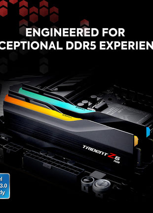 G.SKILL Trident Z5 RGB Series DDR5 RAM (Intel XMP 3.0) 32GB (2x16GB) 7200MT/s CL34-45-45-115 1.40V Desktop Computer Memory U-DIMM - Matte Black (F5-7200J3445G16GX2-TZ5RK)