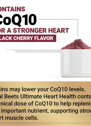 Force Factor Total Beets Ultimate Heart Health for Blood Pressure Support | CoQ10, Beet Root Powder, Grape Seed Extract, Blood Pressure Supplement for Circulation, Black Cherry Drink Mix, 30 Servings