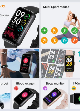 Fitness Trackers,Heart Rate Blood Oxygen Sleep Monitor,1.47'' OLED Display,Calorie Pedometer Steps Counter Activity watchs,Smart Band 24/7 Health Monitoring(Black)