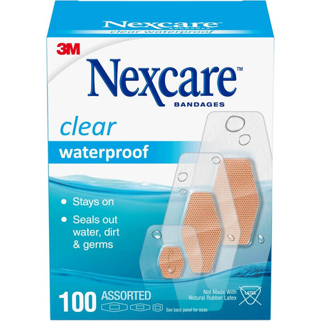 Nexcare Clear Waterproof Bandages: Assorted Sizes / 100-Pack (Clear)