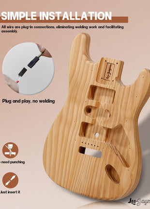 Leo Jaymz DIY ST Style Electric Guitar Kits with Roasted Pine Body and Maple Neck - Laurel Wood Fingerboard,Strap and All Components Included (ST Roasted Pine)