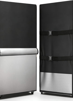 Outdoor Waterproof Refrigerator Covers for Outside Fridge,23"Wx23"Dx56"H | Heavy Duty 600D,Waterproof,Front Can Be Rolled-Up with Zippers For Patio Upright Freezer,Stand Up Fridge,Refrigerator,Black