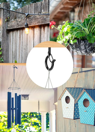 Q Hangers 25 PCS Screw-in Hooks for Outdoor String Lights, Swivel Hanging Basket Patio Light Hooks with Safe Buckle Screw in Planter Eye Hook for Wall Ceiling