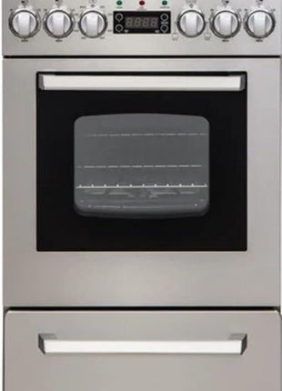 Avanti Electric Range Oven ELITE Series Compact Design, 2-Cu.Ft. Capacity with 4 Coil Burners, Framed Glass Oven Door, Storage Drawer and Broiler with Pan, 20-Inch, Stainless Steel