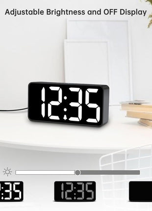 DreamSky Small Digital Alarm Clock for Bederoom, Large Big Numbers Display with Dimmer for Living Room, Electric Bedside Desk Clock with USB Charging Port, Adjustable Volume, USB C Adapter Powered
