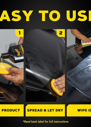 Meguiar's Gold Class Carnauba Plus Premium Liquid Wax Kit, Car Detailing Kit with a Pure Carnauba Wax Blend and a Foam Applicator Pad for Keeping Glossy Paint Protected Like a Pro, 16 Oz Bottle