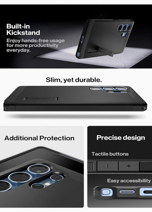 Spigen Tough Armor (Ai) MagFit Designed for Galaxy S25 Ultra Case [Kickstand] [Fast Wireless Charging] (2025) - Black