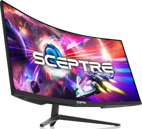 Sceptre 34-Inch Curved Ultrawide WQHD Monitor (3440 ? 1440), R1500, up to 180Hz/165Hz, DisplayPort x2, 99% sRGB, 1ms, Built-in Speakers, Machine Black, 2025 (C345B-QUT168)