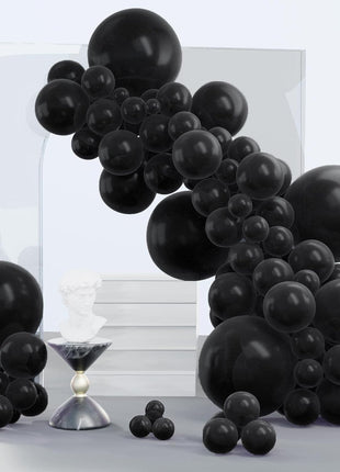 PartyWoo Black Balloons 140 pcs Different Sizes Pack of 18 12 10 5 Inch Matte Black Latex Balloon Arch Kit Garland for Graduation Halloween New Year Anniversary Birthday Party Decorations Black Y18