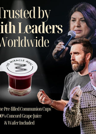MM Pre Packaged Communion Plus Cups | Box of 100 with juice and wafer | by The Miracle Meal