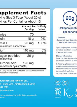 Vital Proteins Collagen Peptides Powder Unflavored 19.3OZ and Bovine Colostrum Supplement 90 Capsules