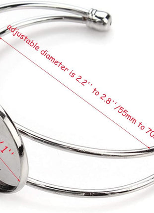 MIAO JIN 10 Pcs 25 mm Adjustable Round Cabochon Bezel Tray Blank Bangle for Crafting DIY Bracelets Making(Silver)