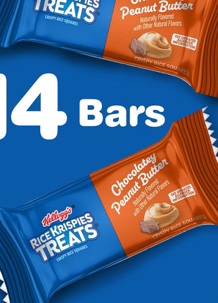 Rice Krispies Treats Crispy Rice Squares, Snack Bars, Chocolatey Peanut Butter, 10.8oz Box (14 Count)