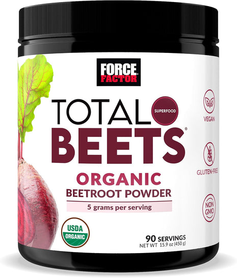 Force Factor Total Beets Organic Beetroot Powder and Country Farms Super Greens Drink Mix, 50 Organic Superfoods, 20 Servings