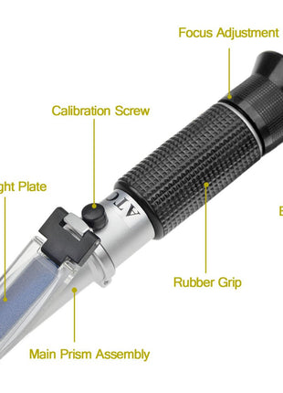 aichose Brix Refractometer with ATC, Dual Scale   Specific Gravity & Brix, Hydrometer in Wine Making and Beer Brewing, Homebrew Kit