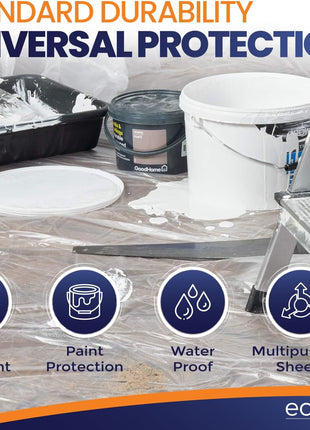 6 Pack 12 x 9 ft Extra Large Plastic Drop Cloth for Painting | Light & Durable Tarp Cover for Furniture Plastic Clear Tarp Waterproof - Paint Floor Covering - Painters Drop Cloth Sheeting