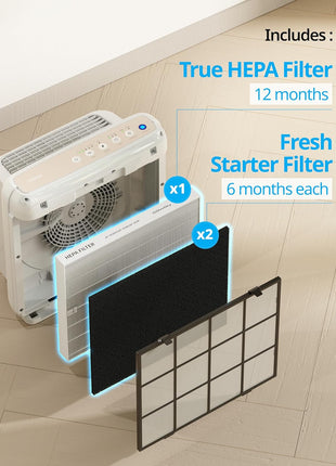 COWAY AP 1512HH & 200M Air Purifier Filter Replacement, Fresh Starter Pack, 2 Fresh Starter Deodorization Filters and 1 True HEPA Filter, 1 Pack, Black