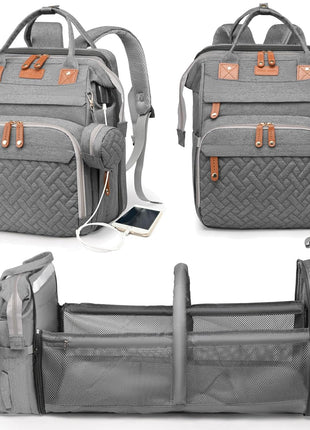 Astro alan Baby Diaper Bag with Changing Station, Waterproof Diaper Bag Backpack for Moms Dads with USB Charging Port, Baby Shower Gifts, Large Capacity diaper backpack, Grey