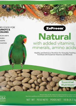 ZuPreem FruitBlend Bird Pellets, Daily Bird Food for Parrot, Conure, Caique, African Grey, Eclectus, Small Cockatoo, Core Nutrition for Medium Large Birds, Parrot Food (ML, 3.5 lbs)